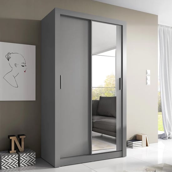 Photo of Aliso wardrobe with 2 sliding doors in matt grey