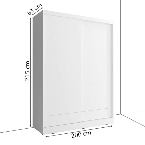 Aliso Wardrobe With 2 Sliding Doors In Matt White With LED