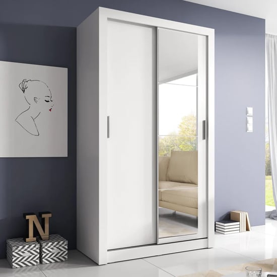 Product photograph of Aliso Wardrobe With 2 Sliding Doors In Matt White from Furniture in Fashion
