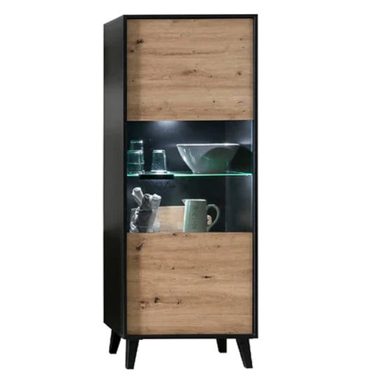 Product photograph of Aliso Wooden Display Cabinet In Artisan Oak With Led from Furniture in Fashion