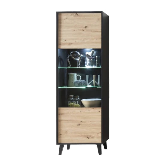 Product photograph of Aliso Wooden Display Cabinet Tall In Artisan Oak With Led from Furniture in Fashion