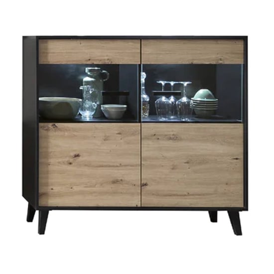 Aliso Wooden Display Cabinet Wide In Artisan Oak With LED
