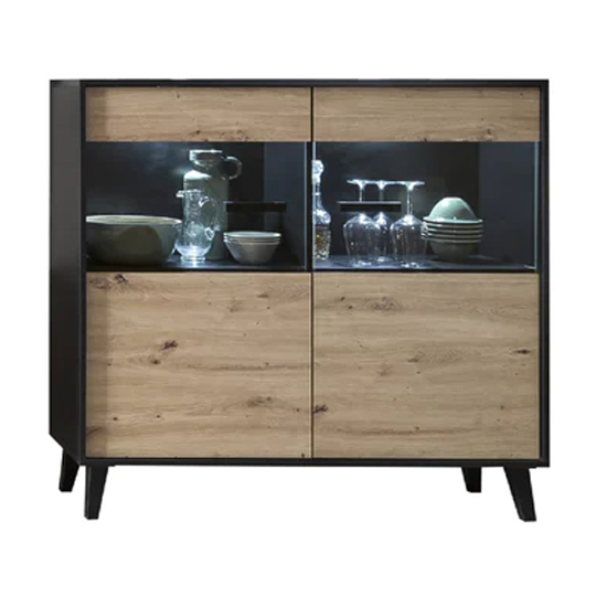 Read more about Aliso wooden display cabinet wide in artisan oak with led