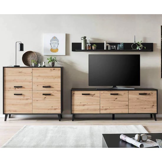 Product photograph of Aliso Wooden Living Room Furniture Set 3 In Artisan Oak from Furniture in Fashion