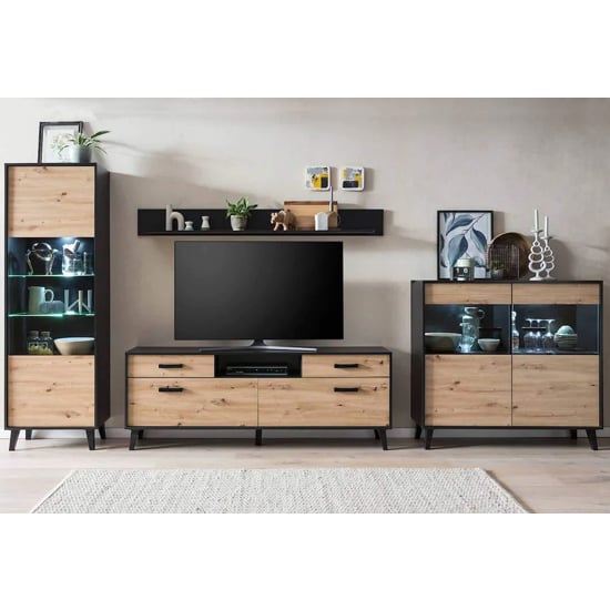 Photo of Aliso wooden living room furniture set in artisan oak with led