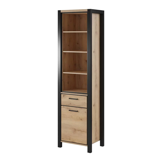Aliso Wooden Shelving Cabinet Tall In Taurus Oak With LED