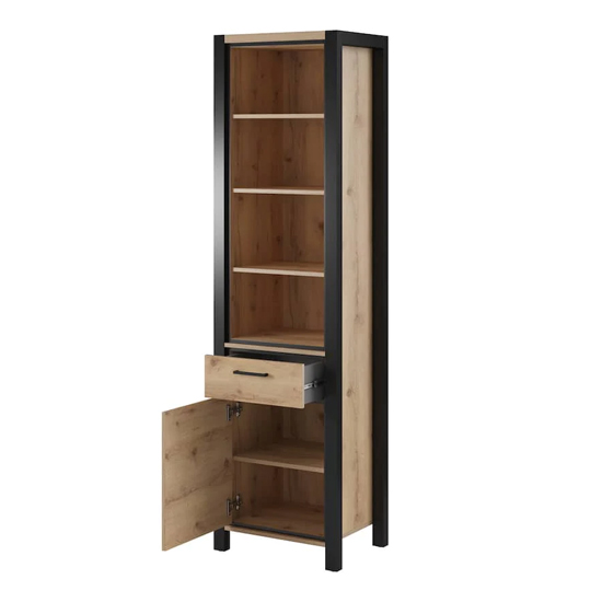 Aliso Wooden Shelving Cabinet Tall In Taurus Oak With LED