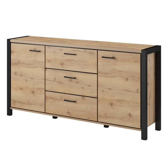 Aliso Wooden Sideboard With 2 Doors 3 Drawers In Taurus Oak
