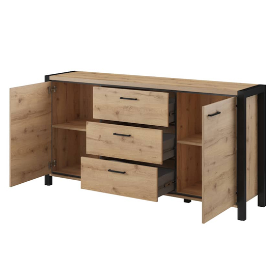 Aliso Wooden Sideboard With 2 Doors 3 Drawers In Taurus Oak