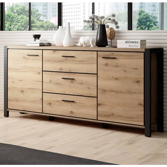 Read more about Aliso wooden sideboard with 2 doors 3 drawers in taurus oak