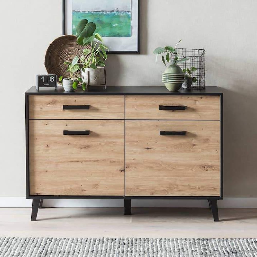 Read more about Aliso wooden sideboard with 2 doors in artisan oak and matt black