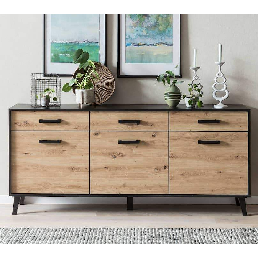 Read more about Aliso wooden sideboard with 3 doors in artisan oak and matt black