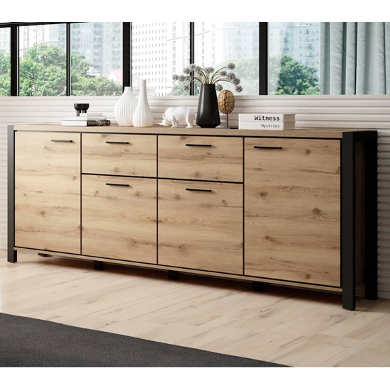 Product photograph of Aliso Wooden Sideboard With 4 Doors 2 Drawers In Taurus Oak from Furniture in Fashion