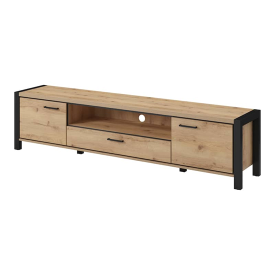Aliso Wooden TV Stand With 2 Doors 1 Drawer Wide In Taurus Oak