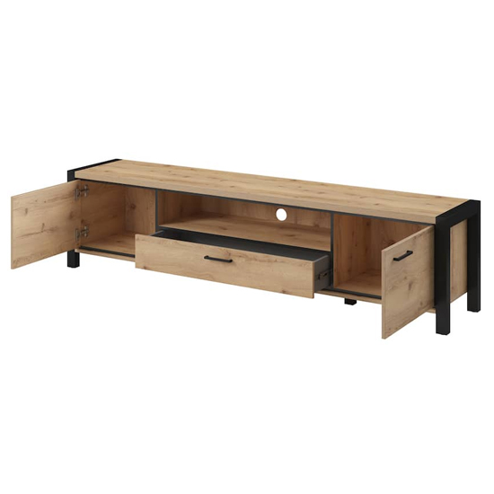 Aliso Wooden TV Stand With 2 Doors 1 Drawer Wide In Taurus Oak
