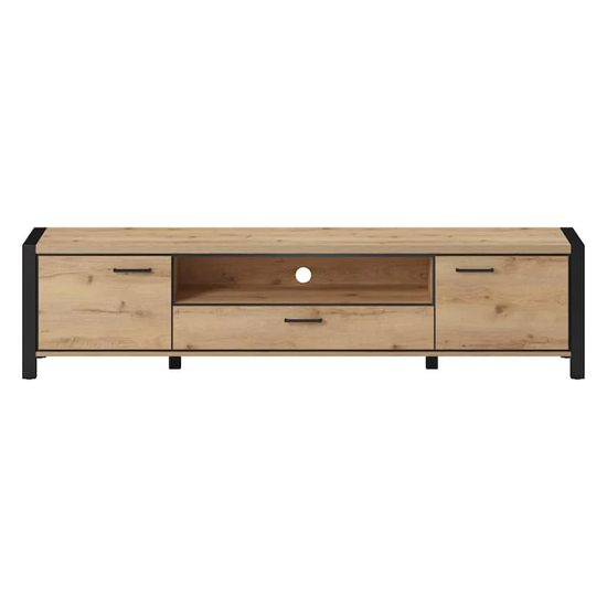 Aliso Wooden TV Stand With 2 Doors 1 Drawer Wide In Taurus Oak