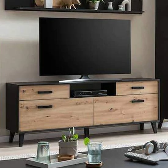 Product photograph of Aliso Wooden Tv Stand With 2 Doors 2 Drawers In Artisan Oak from Furniture in Fashion