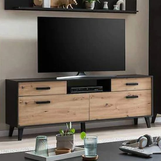 Read more about Aliso wooden tv stand with 2 doors 2 drawers in artisan oak