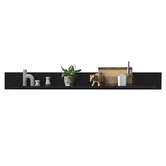 Product photograph of Aliso Wooden Wall Shelf In Matt Black from Furniture in Fashion