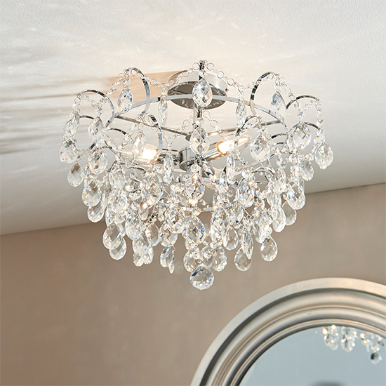 Product photograph of Alisona 4 Lights Flush Bathroom Chandelier Ceiling Light In Chrome from Furniture in Fashion