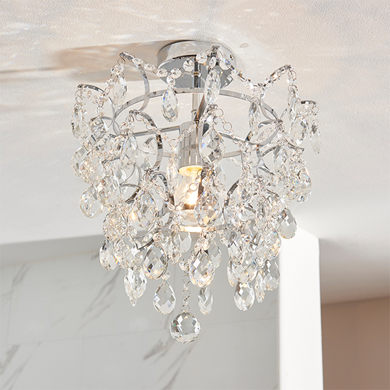 Product photograph of Alisona Flush Bathroom Chandelier Ceiling Light In Chrome from Furniture in Fashion