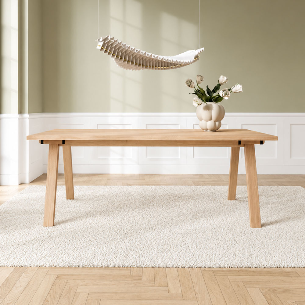 Alisto Large Rectangular Wooden Dining Table in White Oak