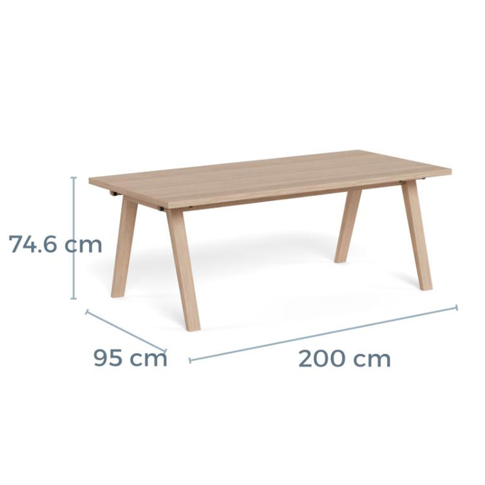 Alisto Large Rectangular Wooden Dining Table in White Oak