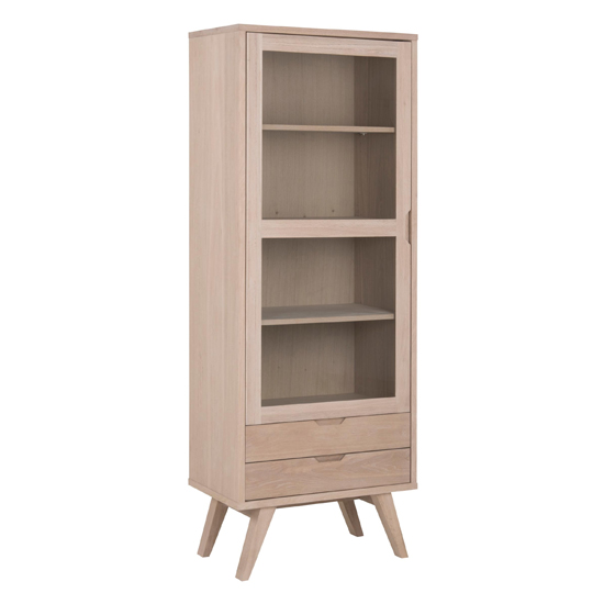 Product photograph of Alisto Narrow 1 Door And 2 Drawers Display Cabinet In Oak White from Furniture in Fashion