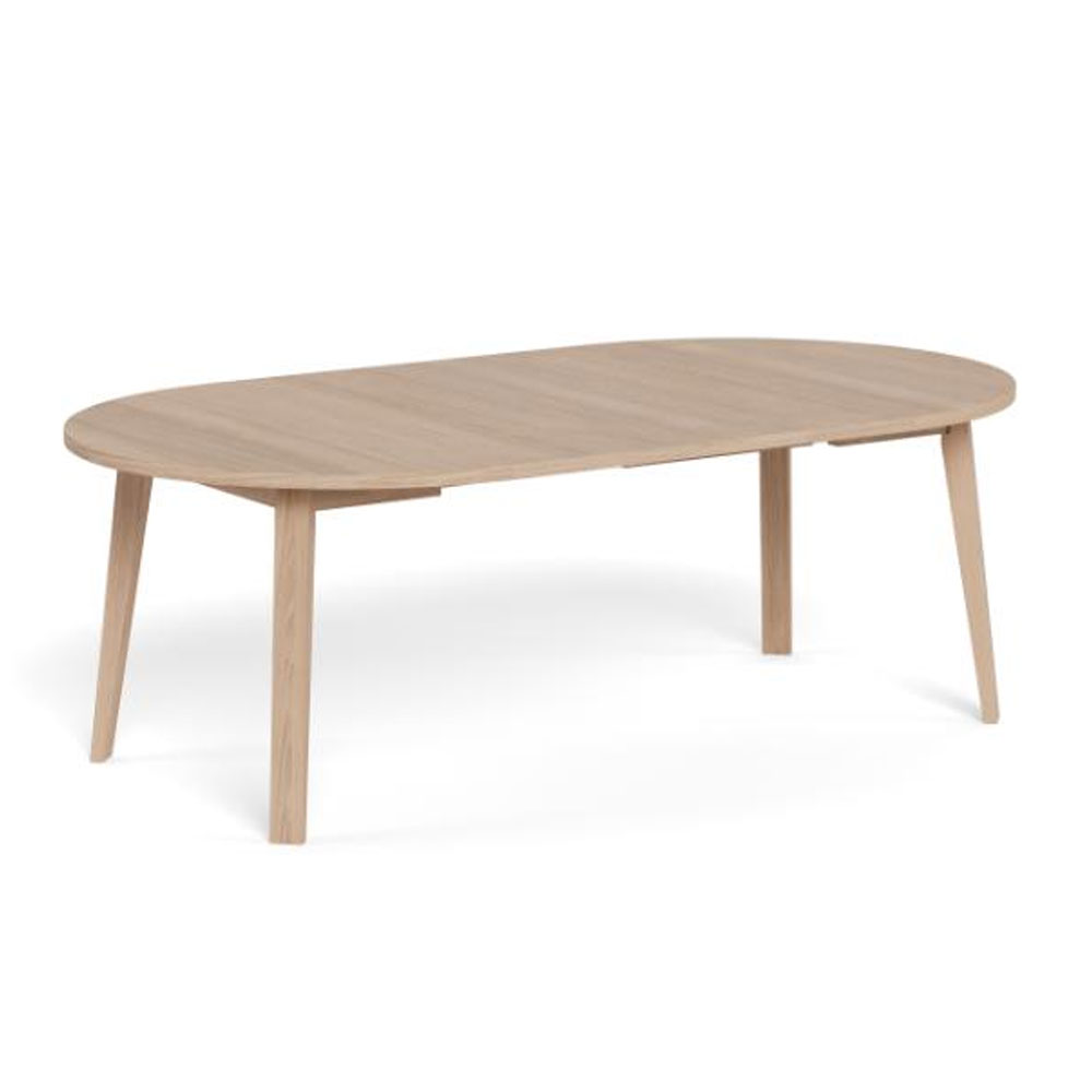 Alisto Round Wooden Extending Dining Table in White Oak