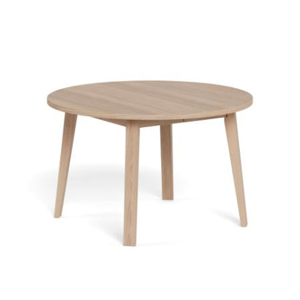 Alisto Round Wooden Extending Dining Table in White Oak