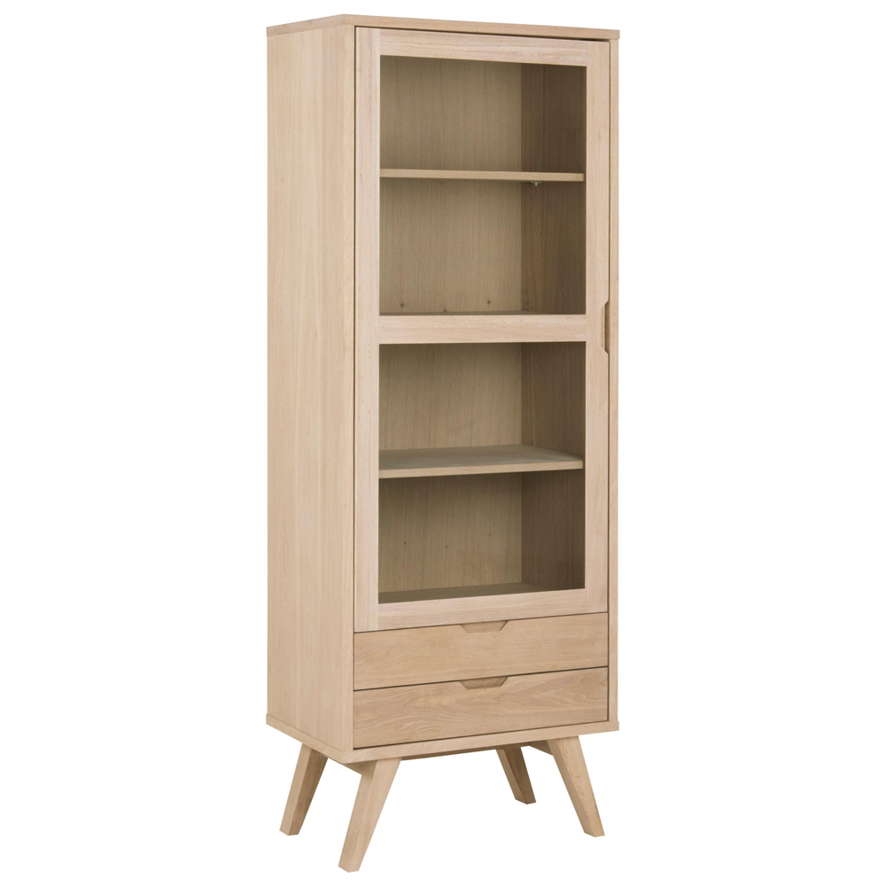Alisto Tall Wooden Display Cabinet In Oak White