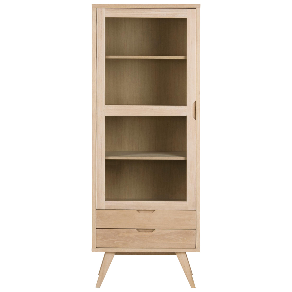 Alisto Tall Wooden Display Cabinet In Oak White