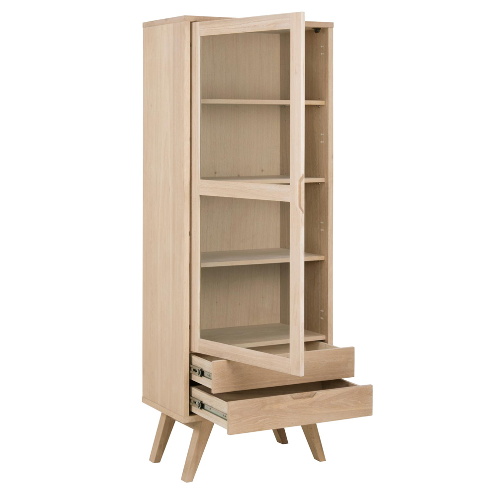 Alisto Tall Wooden Display Cabinet In Oak White