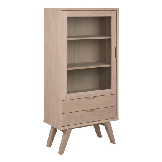 Product photograph of Alisto Wooden 1 Door And 2 Drawers Display Cabinet In Oak White from Furniture in Fashion