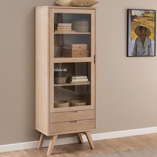 Alisto Wooden Display Cabinet Large In Oak White