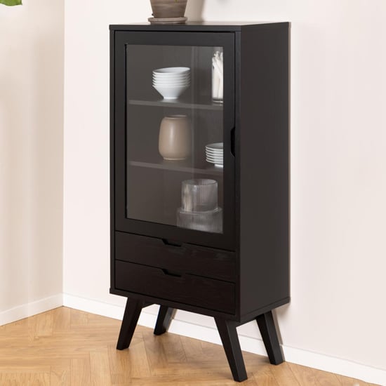 Product photograph of Alisto Wooden Display Cabinet Small In Matt Black from Furniture in Fashion