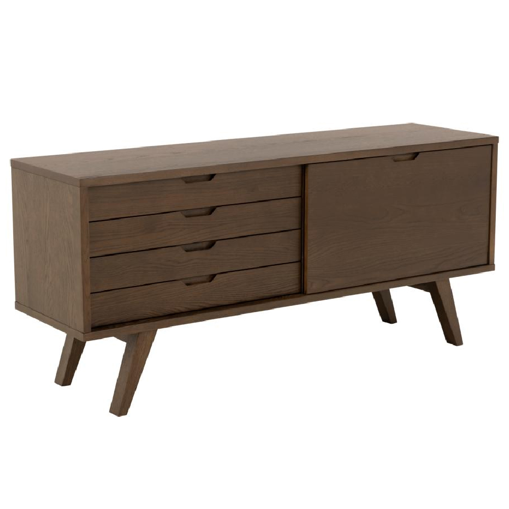 Alisto Wooden TV With 4 Drawers 1 Door In Smoked Oak