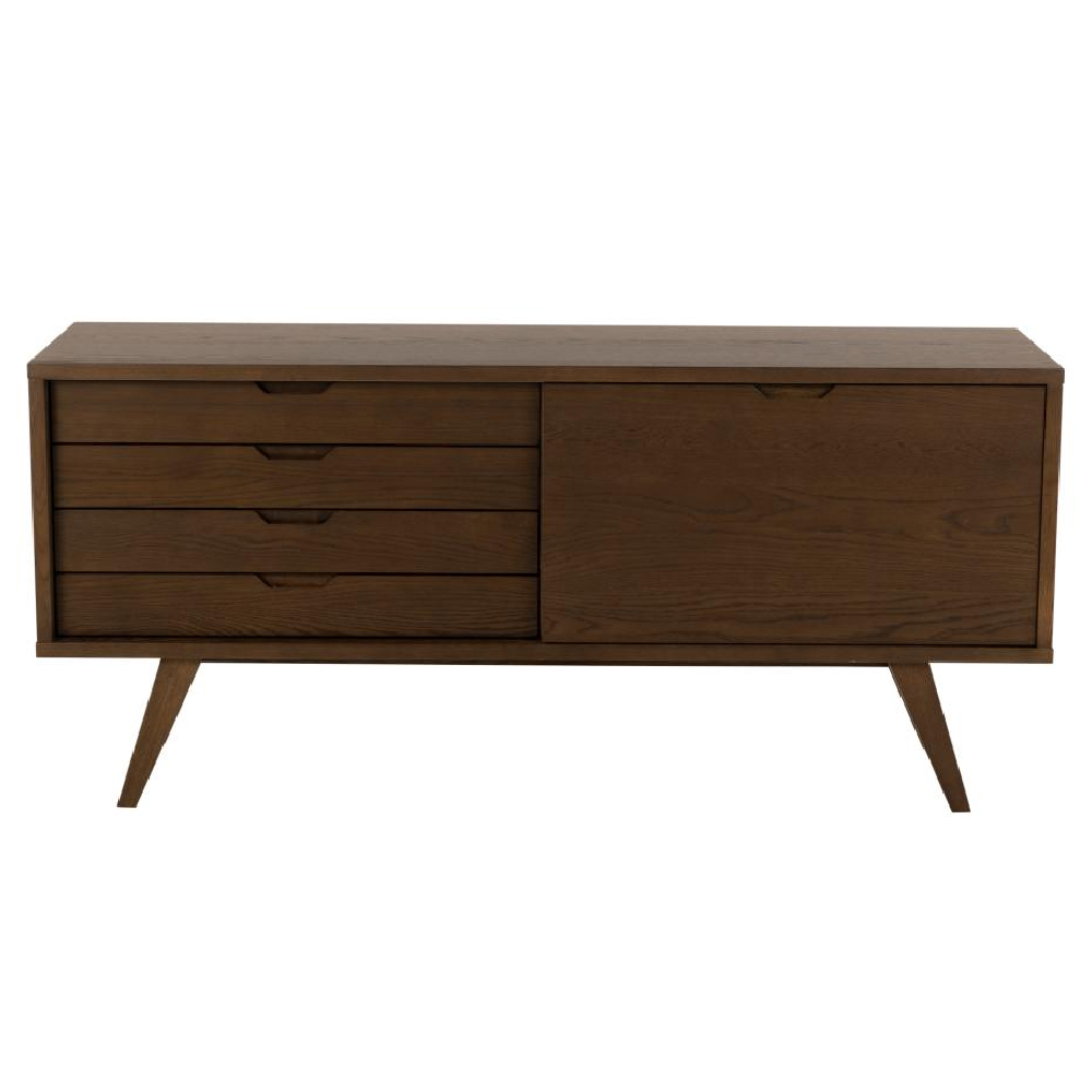 Alisto Wooden TV With 4 Drawers 1 Door In Smoked Oak
