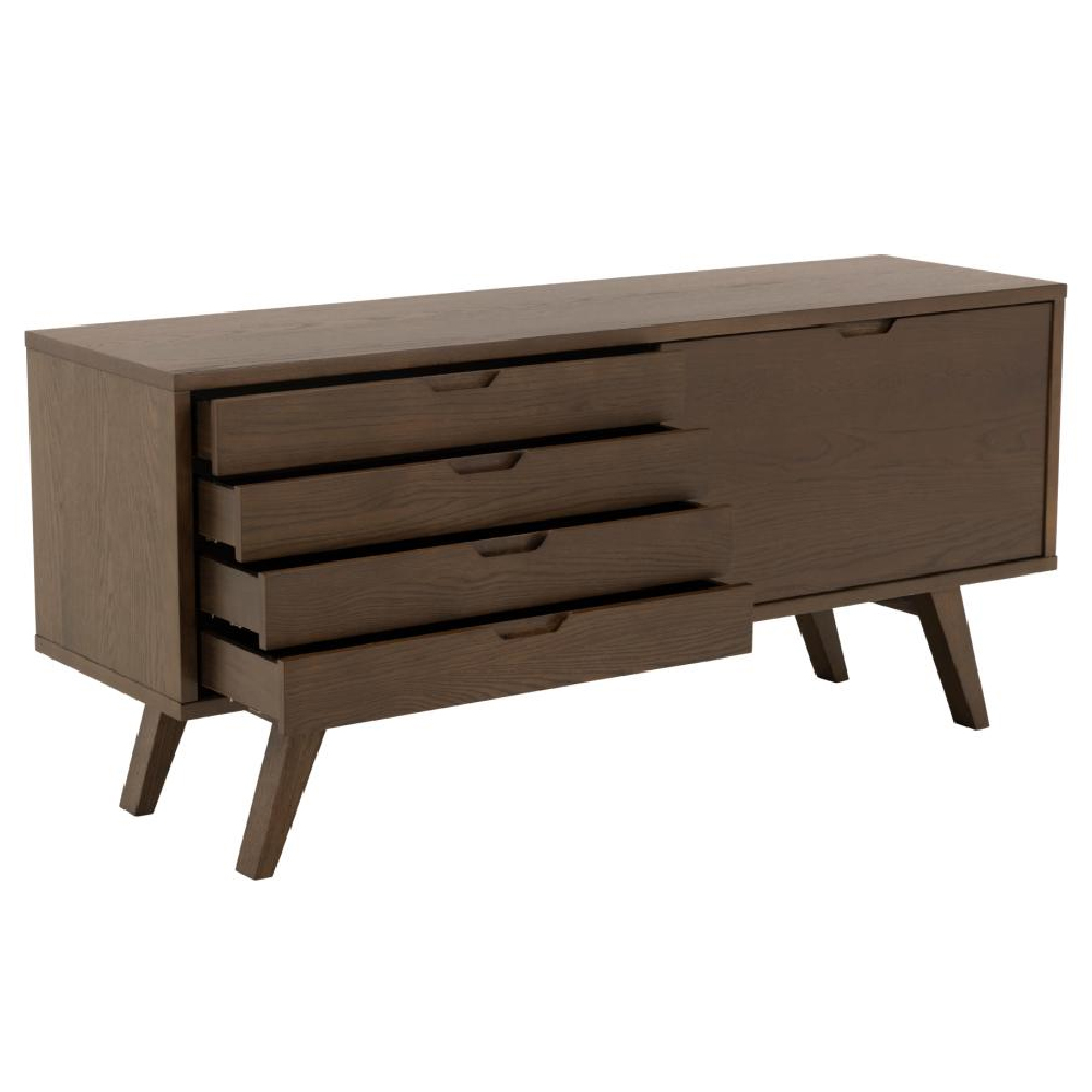 Alisto Wooden TV With 4 Drawers 1 Door In Smoked Oak