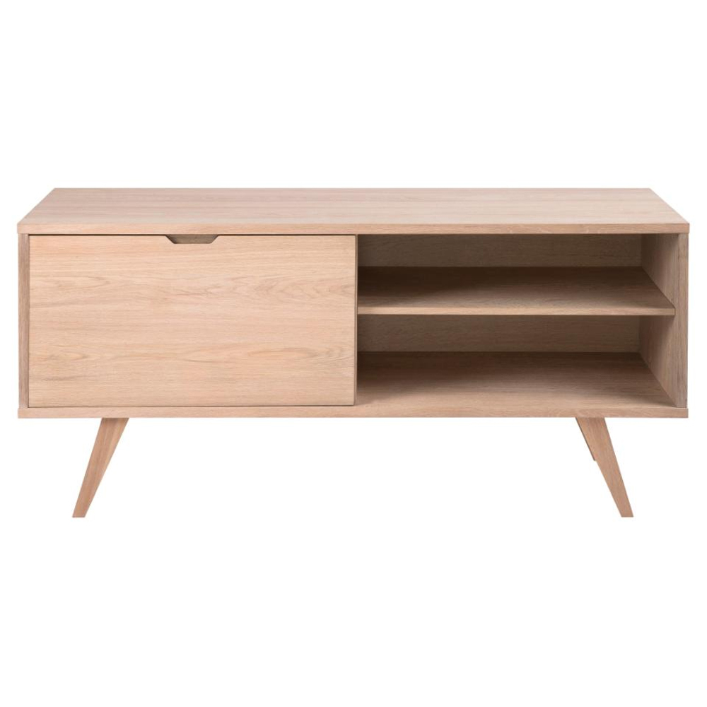 Alisto Wooden TV Stand With 4 Drawers 1 Door in White Oak