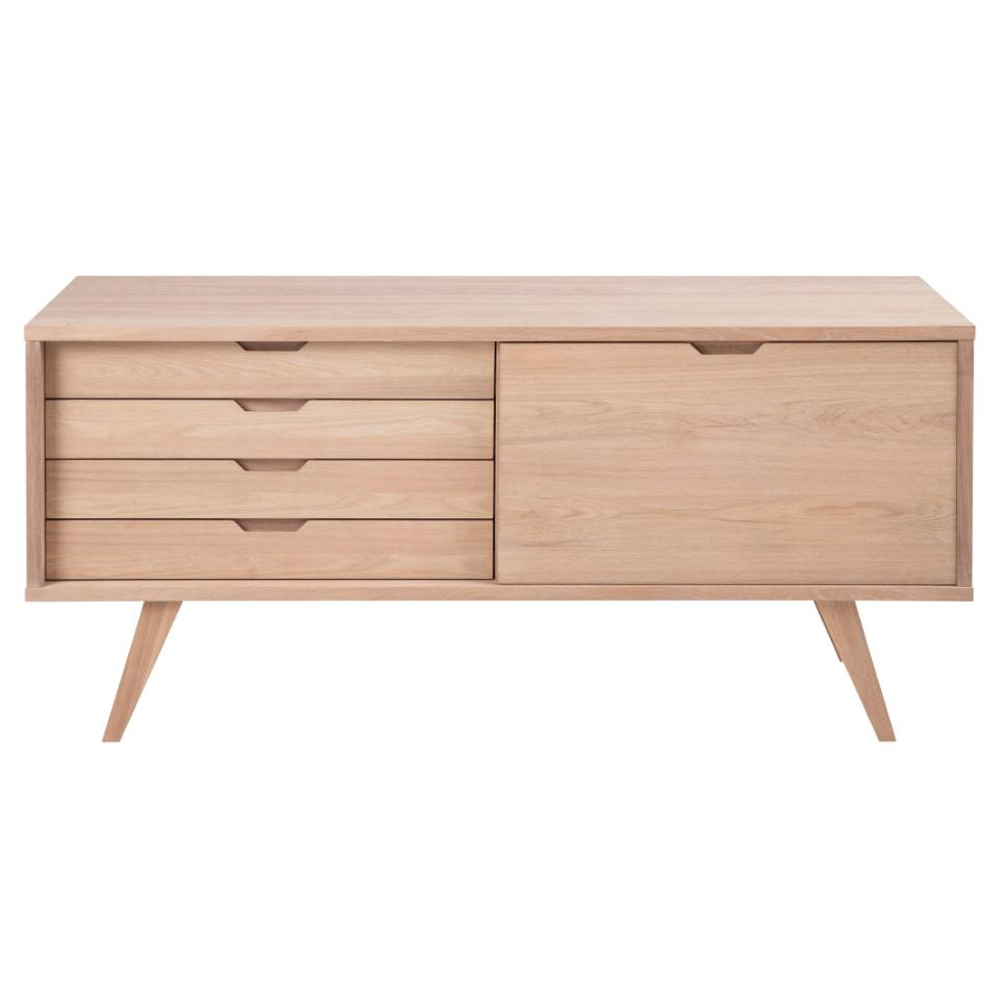 Alisto Wooden TV Stand With 4 Drawers 1 Door in White Oak
