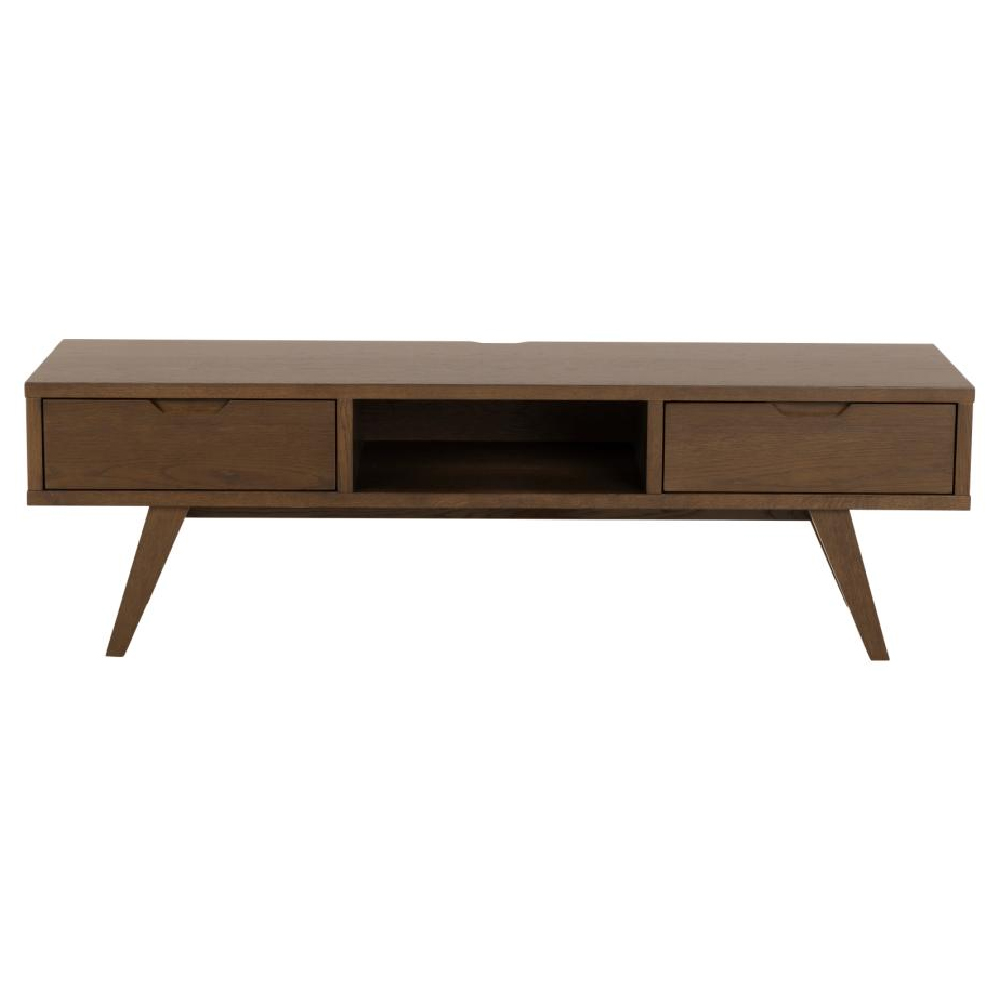Alisto Wooden TV Stand With 2 Drawers In Smoked Oak