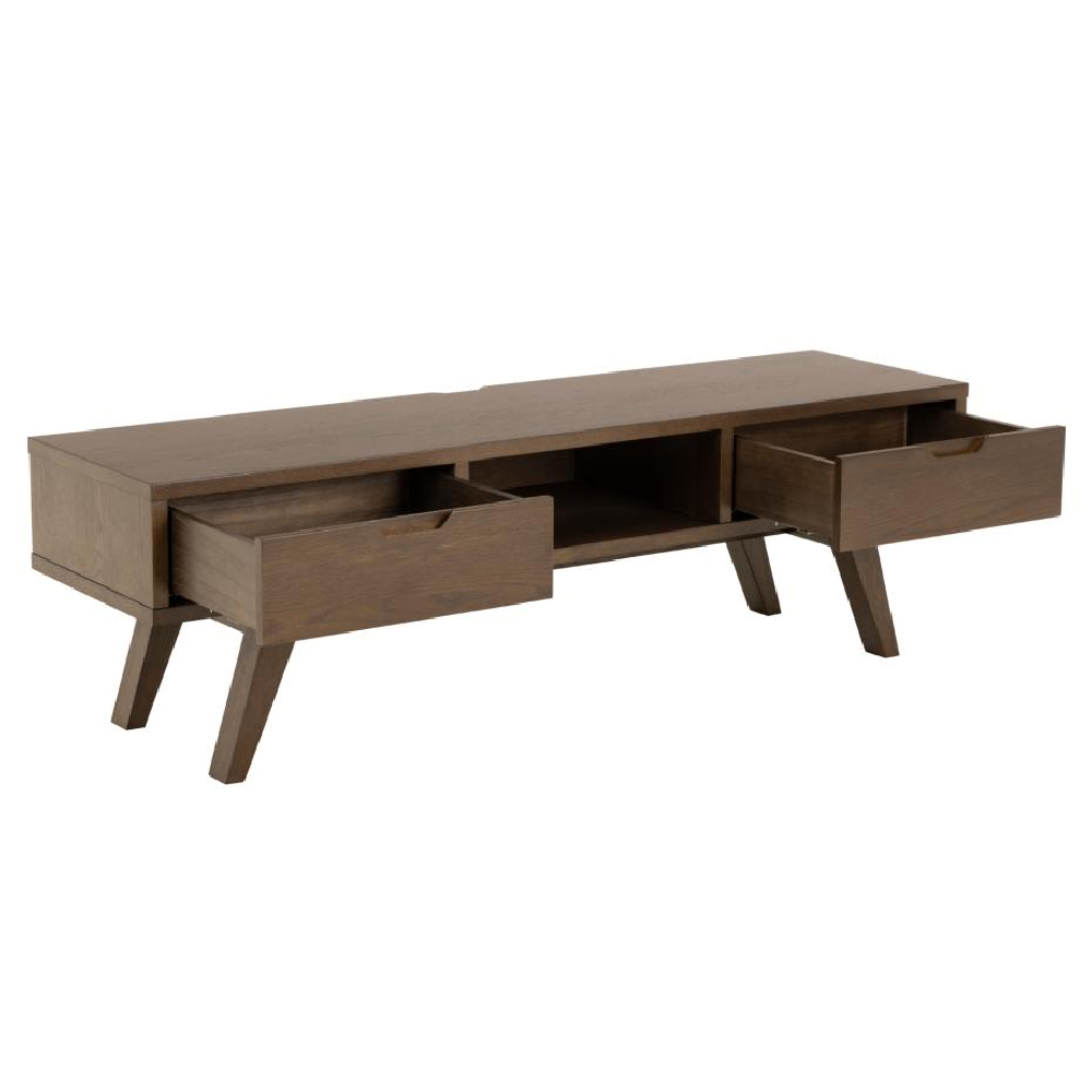 Alisto Wooden TV Stand With 2 Drawers In Smoked Oak