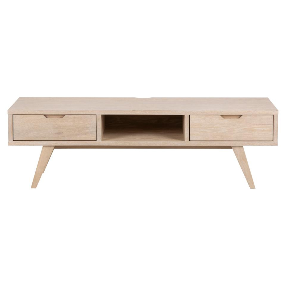 Alisto Wooden TV Stand With 2 Drawers - White Oak