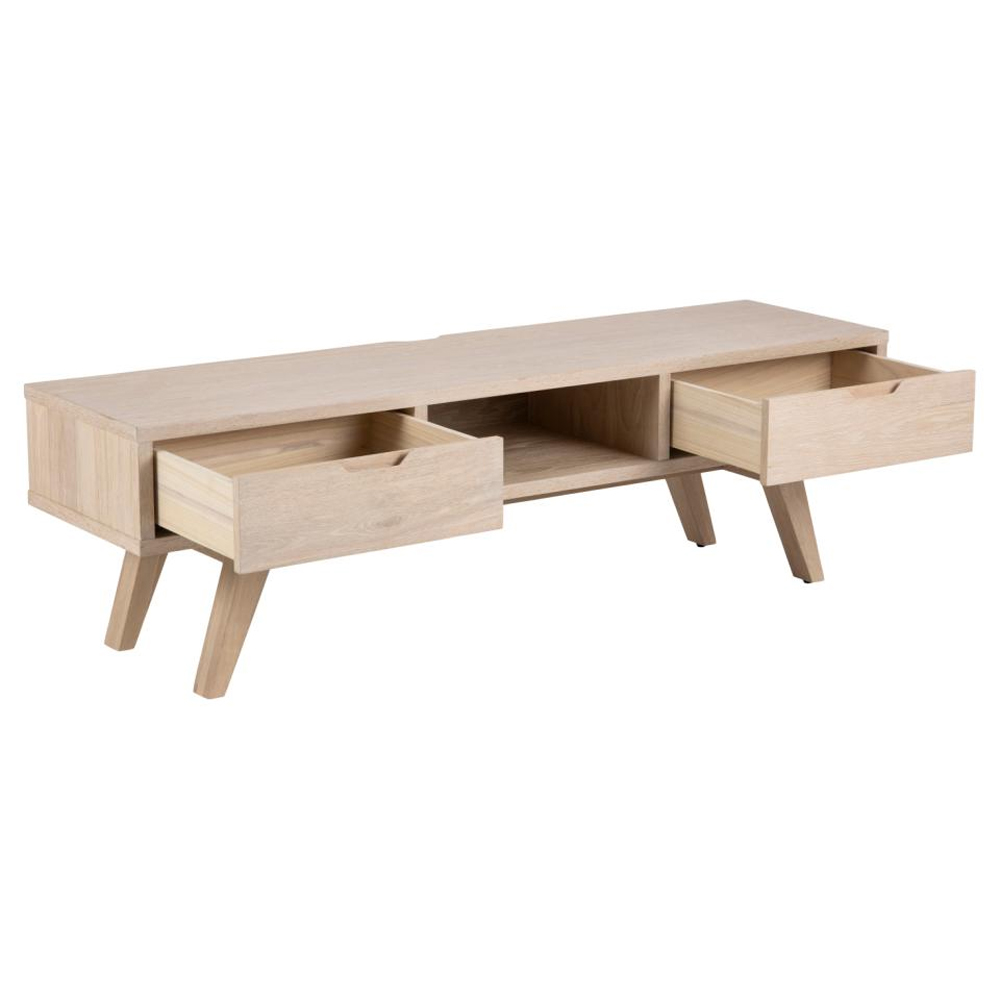Alisto Wooden TV Stand With 2 Drawers - White Oak