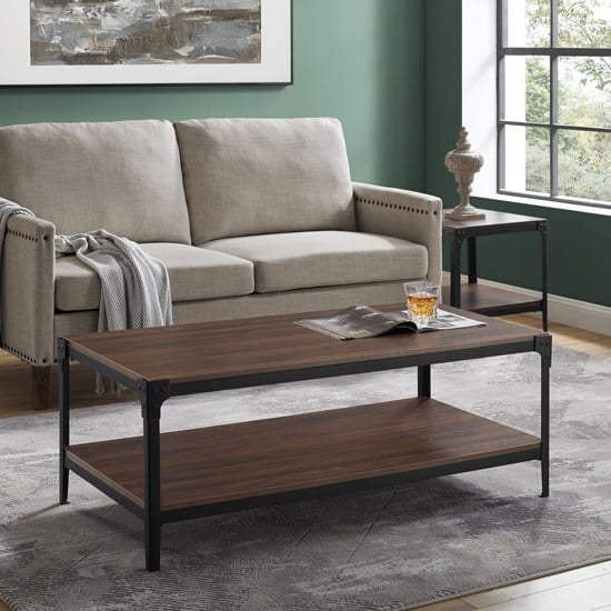 Product photograph of Alita Wooden Coffee Table With Undershelf In Dark Walnut from Furniture in Fashion