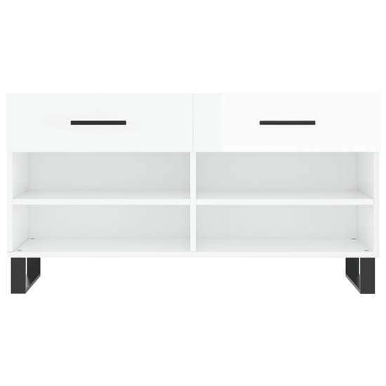 Alivia High Gloss Shoe Storage Bench With 2 Drawers In White