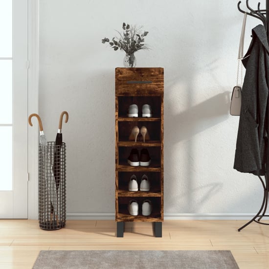 Alivia Shoe Storage Cabinet With 2 Drawers In Smoked Oak