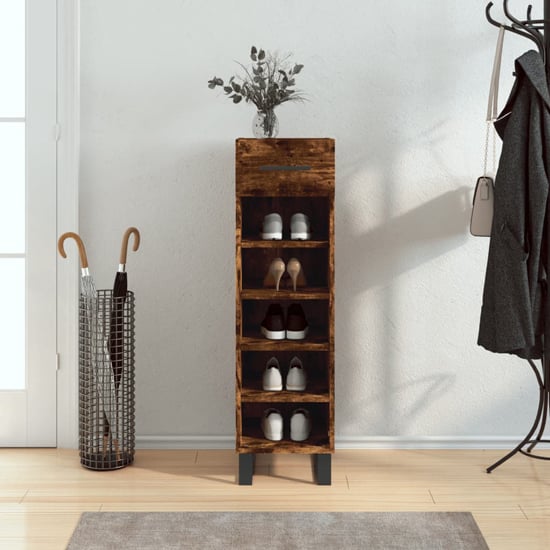 Product photograph of Alivia Shoe Storage Cabinet With 2 Drawers In Smoked Oak from Furniture in Fashion