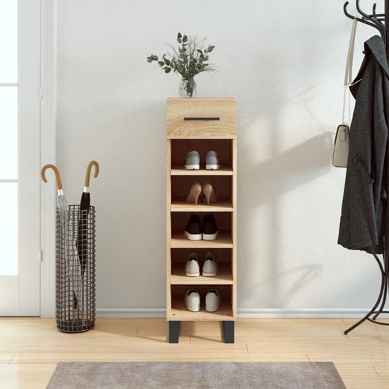 Read more about Alivia shoe storage cabinet with 2 drawers in sonoma oak